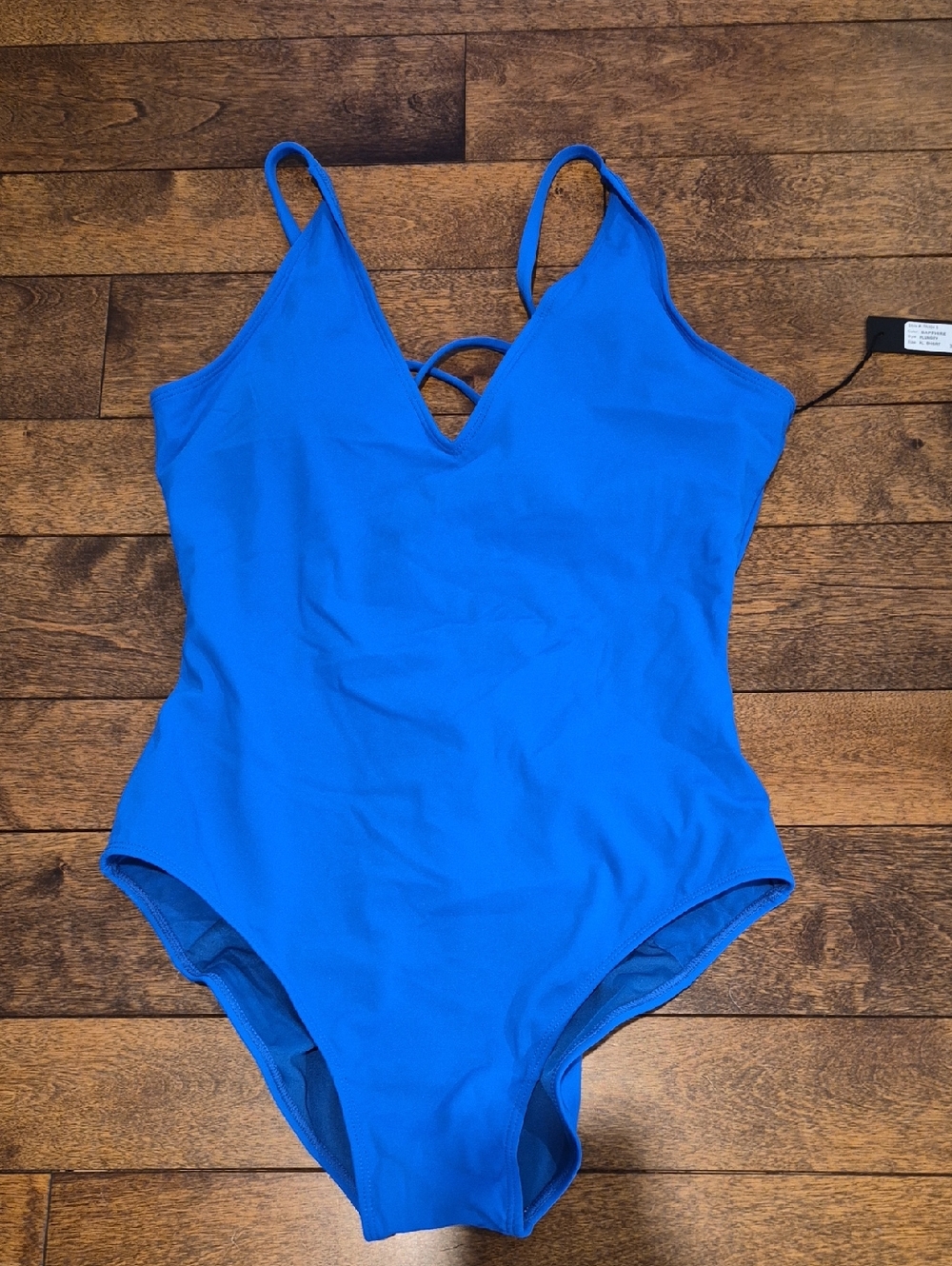 Classic V-Neck One-Piece Swimsuit in Bright Blue SIZE XL SHORT TORSO